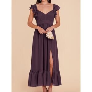 Birdy Grey Sz S “Michelle” A-Line Maxi Dress in Chiffon Plum w/ Empire Waist